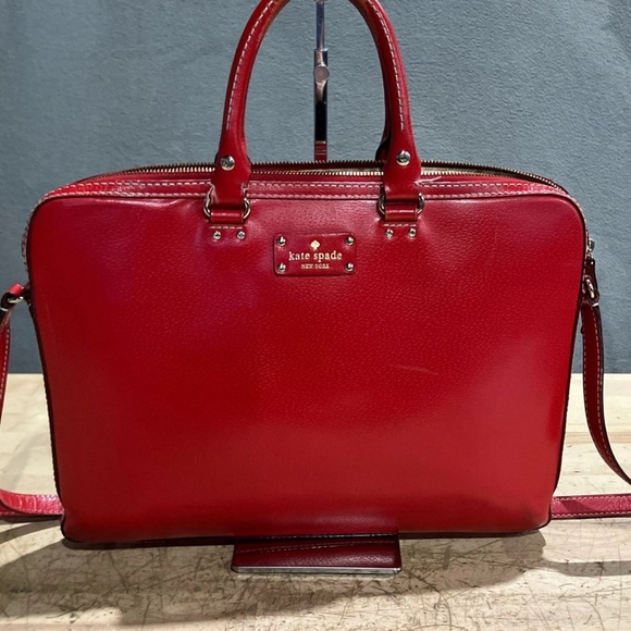 kate spade Handbags - Kate Spade Cherry Red leather Padded Laptop Bag Tote